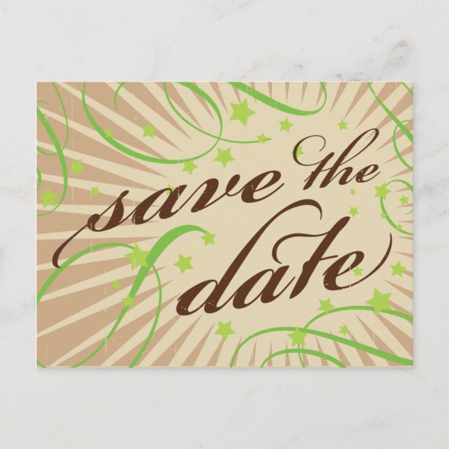 Rustic Poster: Apple Green Save the Date Announcement Postcard (Front)