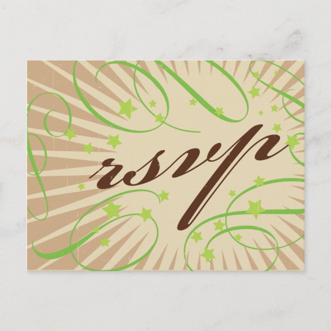 Rustic Poster: Apple Green Wedding RSVP Invitation Postcard (Front)