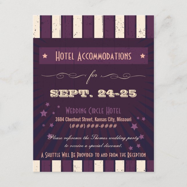 Rustic Poster: Aubergine Purple Accommodation Enclosure Card (Front)