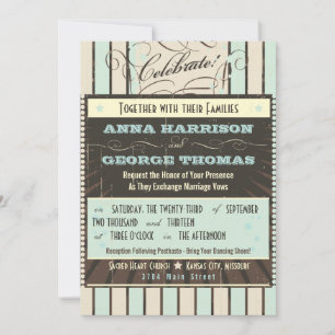 Rustic Poster: Blue & Cocoa Custom Wedding Invitation