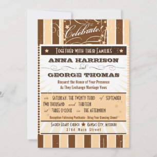 Rustic Poster: Cream & Brown Custom Wedding Invitation