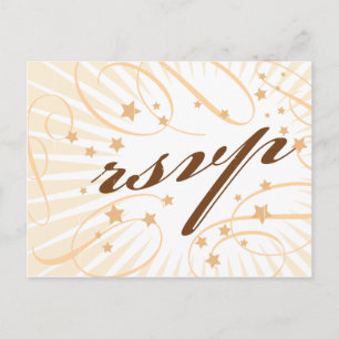 Rustic Poster: Cream & Brown Wedding RSVP Invitation Postcard