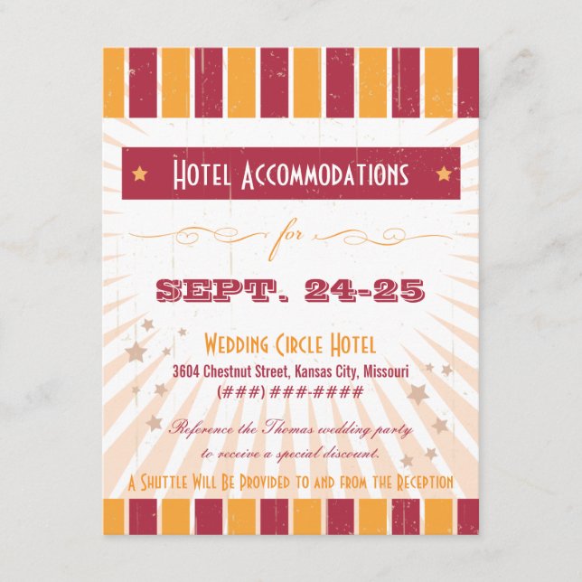 Rustic Poster: Pink & Orange Accommodation Enclosure Card (Front)