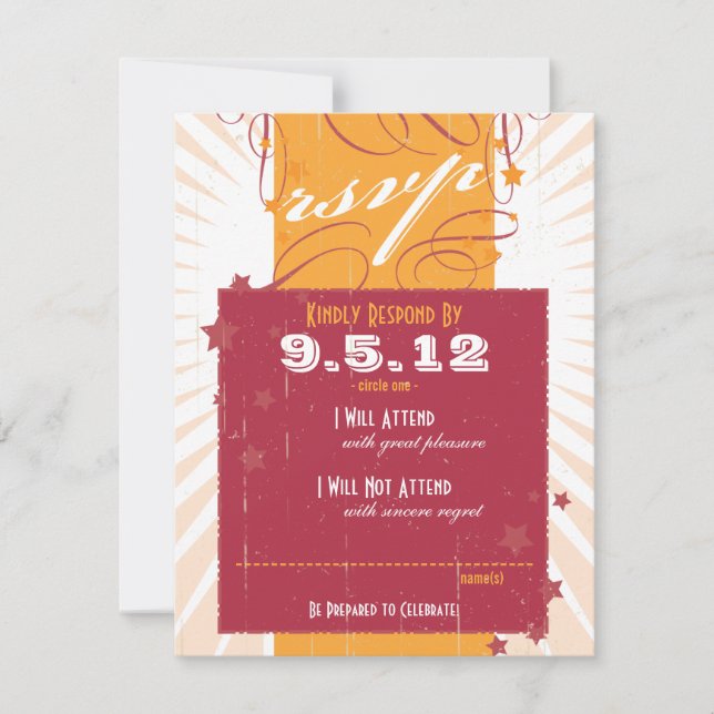 Rustic Poster: Pink & Orange Wedding RSVP (Front)