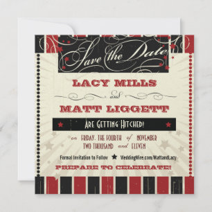 Rustic Poster: Red & Black Custom Save the Date