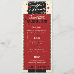 Rustic Poster: Red & Black Custom Wedding Menu