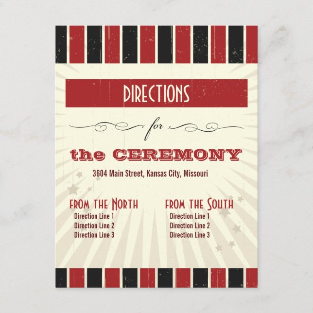 Rustic Poster: Red & Black Directions Enclosure Card (Front)