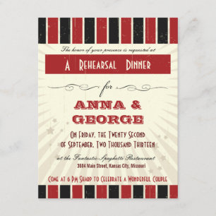 Rustic Poster: Red & Black Rehearsal Dinner Invitation