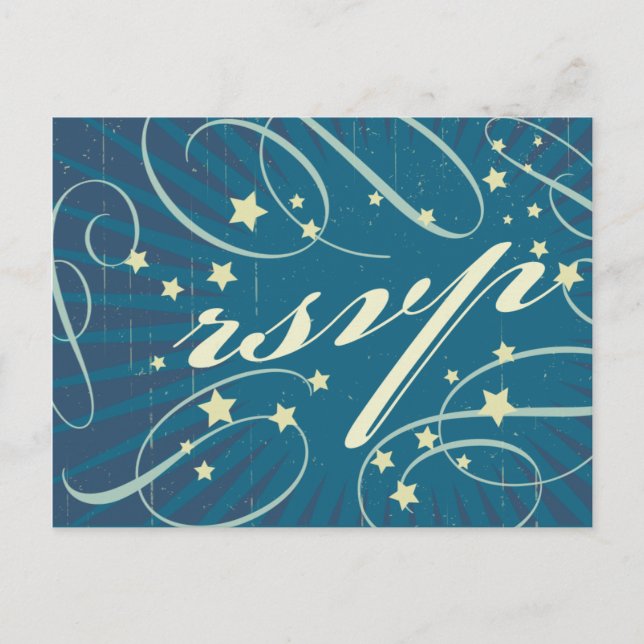 Rustic Poster: Sandy Beach Wedding RSVP Invitation Postcard (Front)