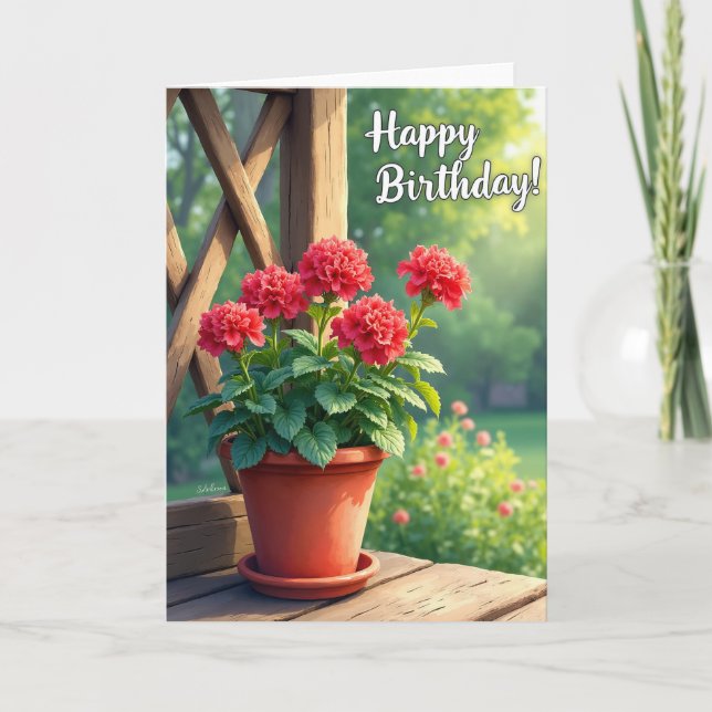 Rustic Pot Birthday Card (Front)