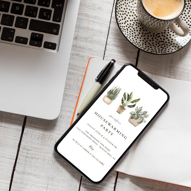 Rustic Potted Plants Housewarming Party Invitation (Creator Uploaded)