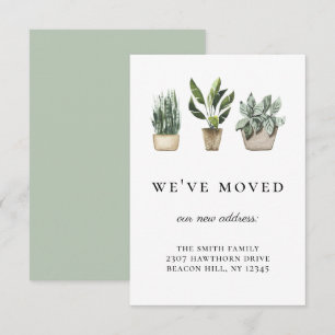 Rustic Potted Plants We've Moved Announcement