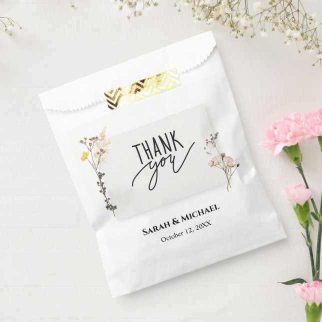 Rustic Pressed Flower Thank You wedding  Favour Bag (Sealed)