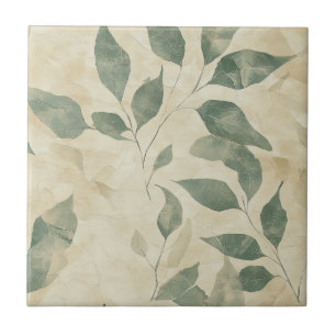 Rustic Pressed Leaves Pattern– Autumn Botanical 11 Ceramic Tile