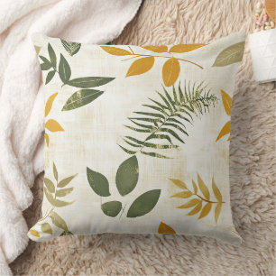 Rustic Pressed Leaves Pattern –Autumn Botanical 12 Cushion