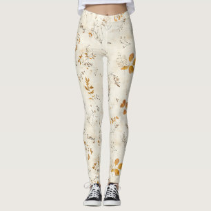Rustic Pressed Leaves Pattern –Autumn Botanical 13 Leggings