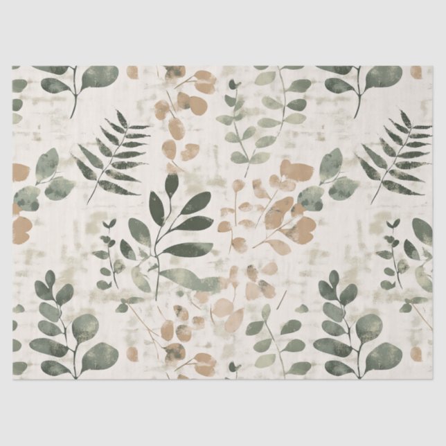 Rustic Pressed Leaves Pattern –Autumn Botanical 15 Tissue Paper (Front)