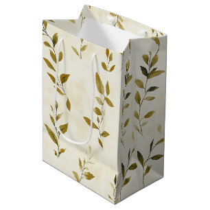 Rustic Pressed Leaves Pattern – Autumn Botanical 2 Medium Gift Bag