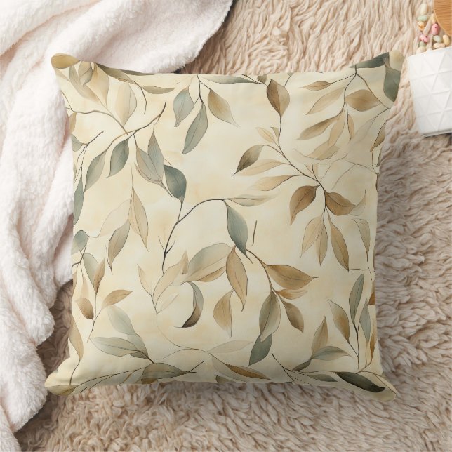 Rustic Pressed Leaves Pattern – Autumn Botanical 4 Cushion (Blanket)