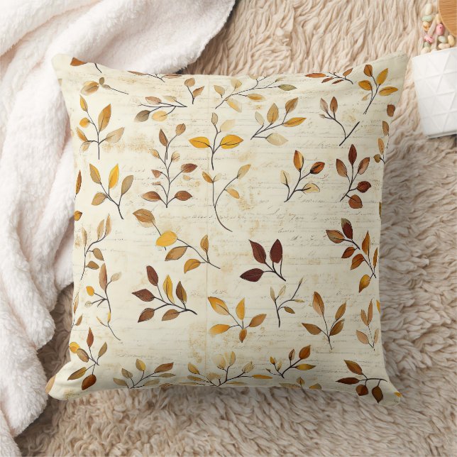 Rustic Pressed Leaves Pattern – Autumn Botanical 5 Cushion (Blanket)