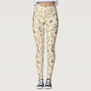 Rustic Pressed Leaves Pattern – Autumn Botanical 5 Leggings