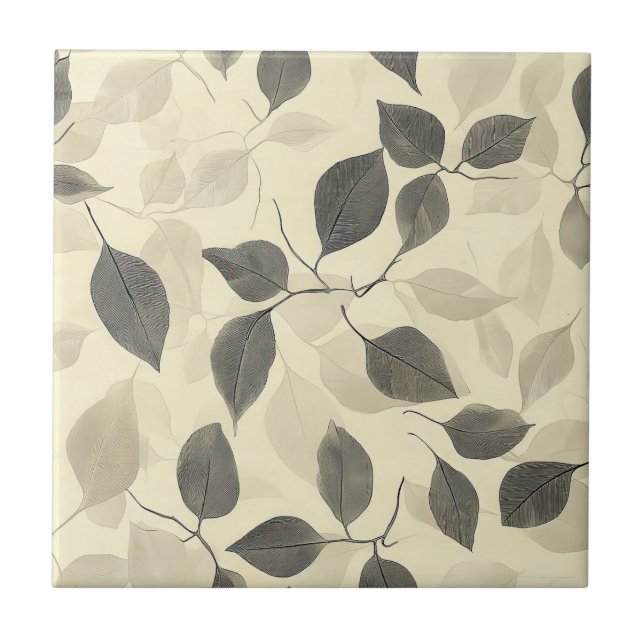 Rustic Pressed Leaves Pattern – Autumn Botanical 7 Ceramic Tile (Front)