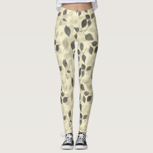 Rustic Pressed Leaves Pattern – Autumn Botanical 7 Leggings