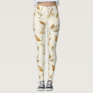 Rustic Pressed Leaves Pattern – Autumn Botanical 8 Leggings