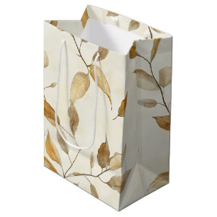 Rustic Pressed Leaves Pattern – Autumn Botanical 8 Medium Gift Bag