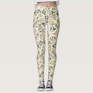Rustic Pressed Leaves Pattern – Autumn Botanical Leggings