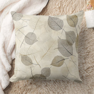 Rustic Pressed Leaves with Warm Earth Palette Cushion