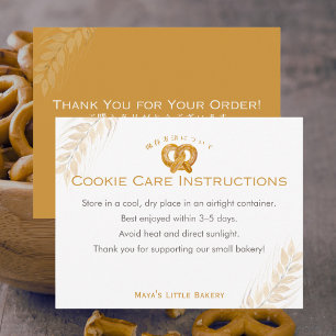 Rustic Pretzel Wheat Cookie Care Instructions Thank You Card