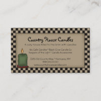 Rustic Primitive Candle Checked Business Card