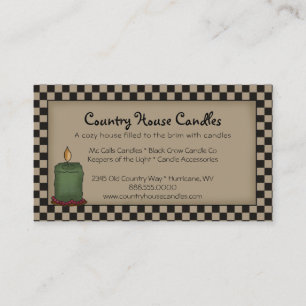 Rustic Primitive Candle Checked Business Card 