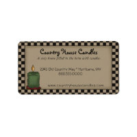 Rustic Primitive Candle Checked Country Label