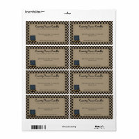 Rustic Primitive Candle Checked Country  Label