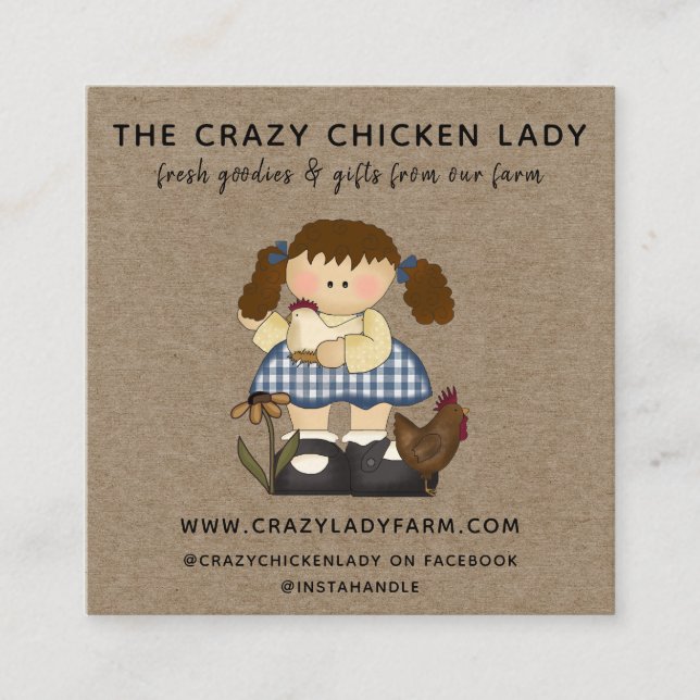 RUSTIC PRIMITIVE COUNTRY FARM GIFT SHOP SQUARE BUSINESS CARD (Front)