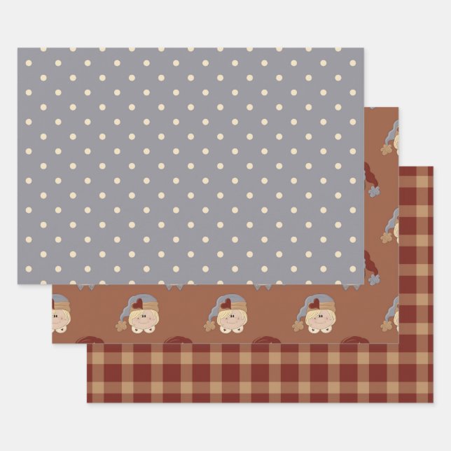 Rustic Primitive Country Homespun and Hearts  Wrapping Paper Sheet (Set)
