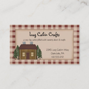 Rustic Primitive Country Homespun Log Cabin  Business Card