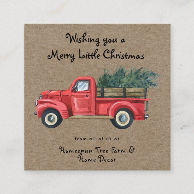 Rustic Primitive Country Kraft Christmas Kraft  Square Business Card (Front)