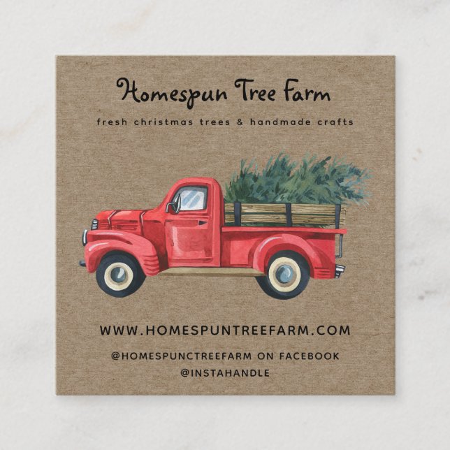 Rustic Primitive Country Kraft  Square Business Card (Front)