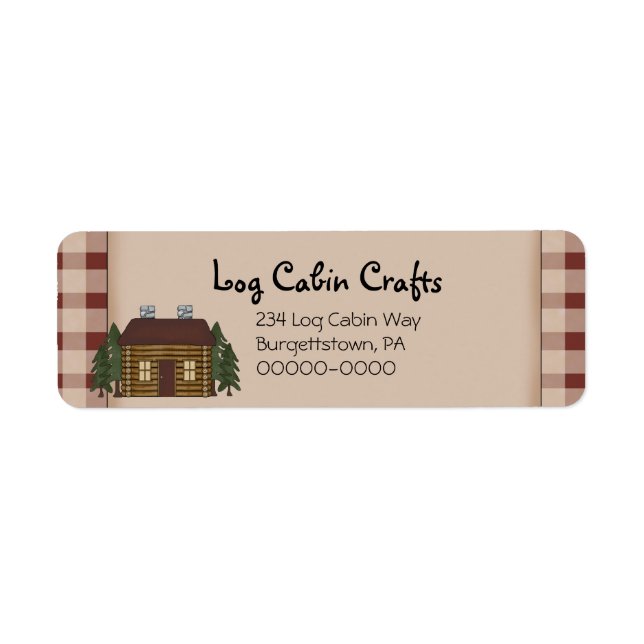Rustic Primitive Country Log Cabin Return Address  Label (Front)