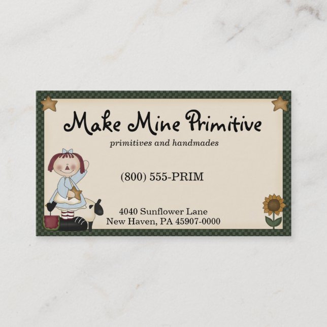 Rustic Primitive Country Profile Business Card (Front)