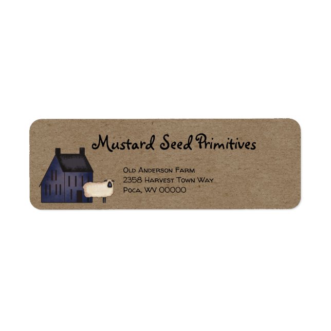 Rustic Primitive Country Saltbox Return Address   Return Address Label (Front)