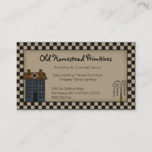Rustic Primitive Saltbox Willow & Sheep Country Business Card