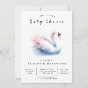 Rustic Printable Swan Baby Shower Invitation