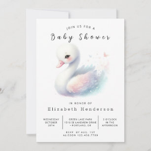 Rustic Printable Swan Baby Shower Invitation
