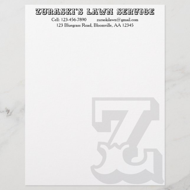 Rustic Professional Monogram Business Custom Letterhead (Front)