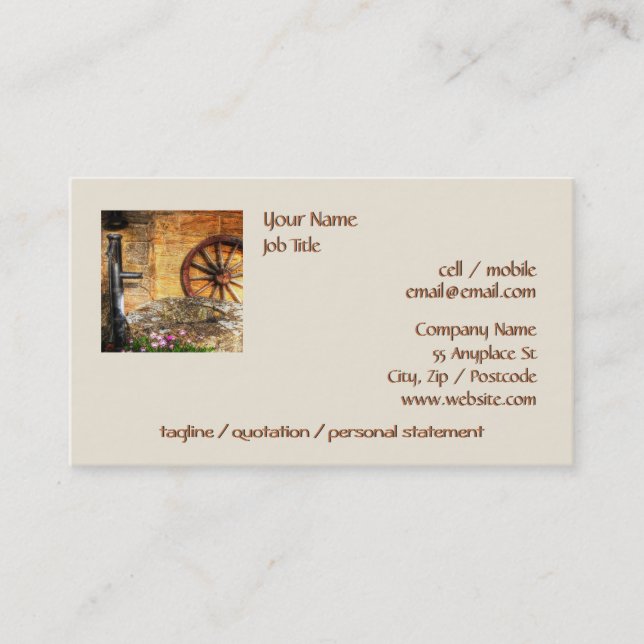 Rustic Pump, Well and Cartwh Bantham at Sundown... Business Card (Front)