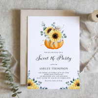 Rustic Pumpkin and Sunflowers Fall Sweet 16 Party